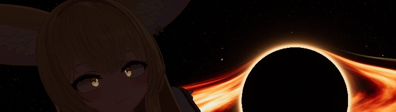 Anime style girl 3d model pointing at a black hole